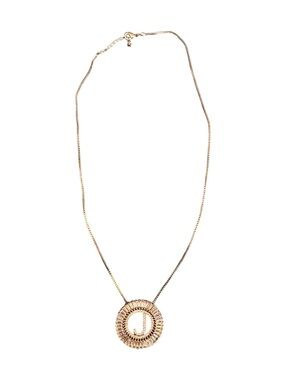 Rose Gold-Tone Circular Pendant With Crystals Necklace - Initial “J”